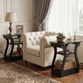 thumbnail image 2 of CONCETTA 3-Tier End Table Set of 2 with Charging Station, Slim Side Table with USB Ports & Outlets, Modern Nightstand for Small Spaces, Living Room, Bedroom, Black, 2 of 9