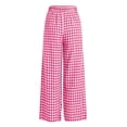 thumbnail image 7 of Kvture Womens Summer Gingham Plaid Palazzo Pants Casual Wide Leg Lounge Trousers Beach Vacation Outfits Hot Pink Pant L, 7 of 7