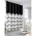 thumbnail image 3 of Shower Curtain Grey Waves Bathroom Curtains with Hooks, Waterproof Fabric Black Chevron Stripe Bath Shower Curtains Set for Bathroom Bathtubs Decor 36x72 Inch, 3 of 8