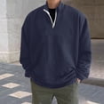 thumbnail image 2 of Miluxas Mens Quarter Zip Pullover Lightweight Sweater Casual Long Sleeve Half Zip Sweatshirt Navy, 2 of 6