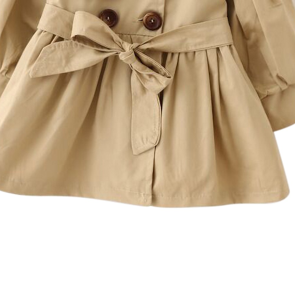 URMAGIC Toddler Baby Girls Classic Single Breasted Trench Coat Fall Jacket Dress - image 4 of 5
