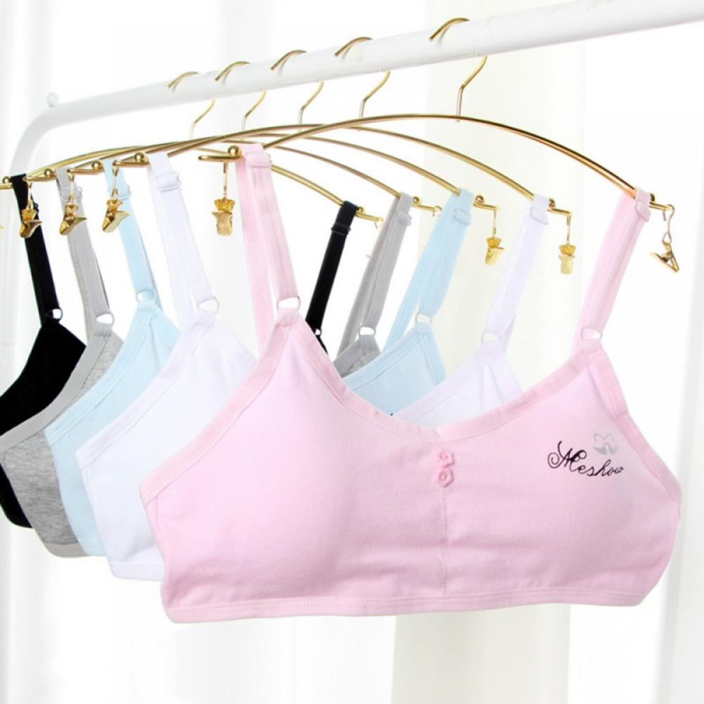 Teen Girls Bras 100% Cotton Wireless Underwear Breathable Running Sports Bra with Adjustable Straps for 12-18 Years Kids and Small Breasts Women 