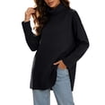 thumbnail image 2 of Vynhevius Women Plus Size Tunic Top Solid Turtleneck Long Sleeve Side Slit Casual Loose Blouse, 2 of 7