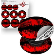 Decal Style Vinyl Skin Wrap 3 Pack for PopSockets Big Kiss Lips Red on Black (POPSOCKET NOT INCLUDED) by WraptorSkinz