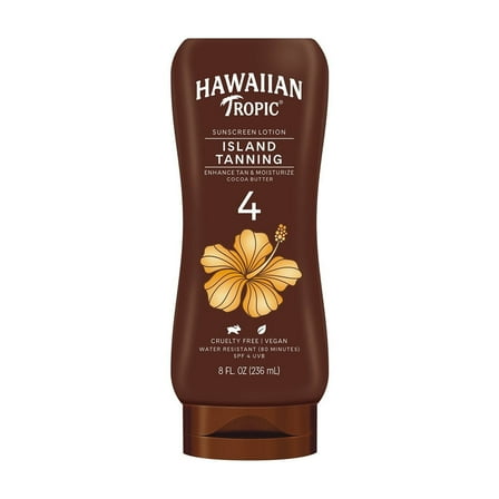 Hawaiian Tropic Tanning Lotion Sunscreen SPF 4 - 8 oz, Pack of 4