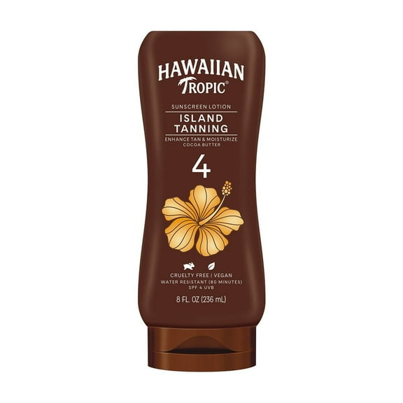 Hawaiian Tropic Tanning Lotion Sunscreen SPF 4 - 8 oz, Pack of 4