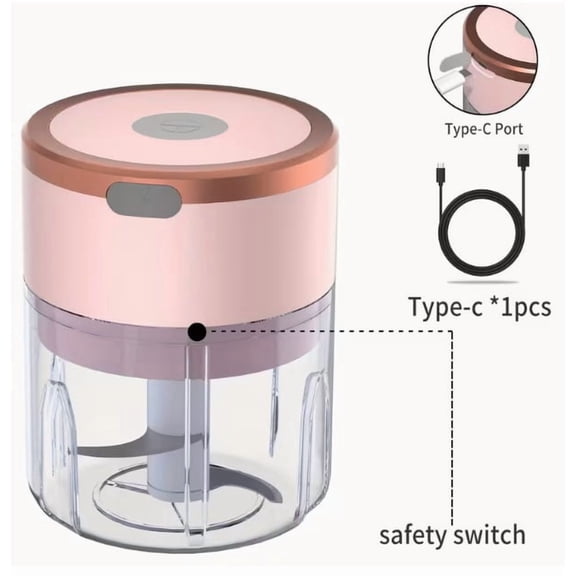 Mini Electric Garlic Chopper and Meat Grinder - 250ml USB Rechargeable Kitchen Appliance for Effortless Food Preparation