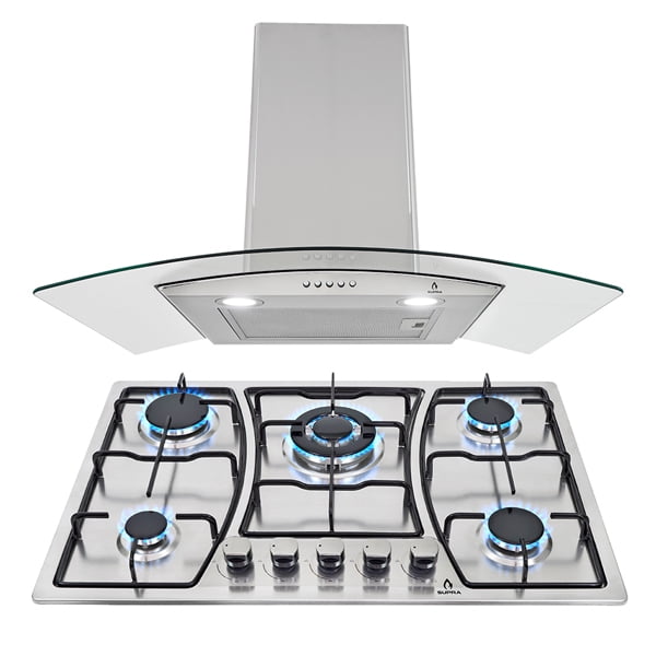 Combo Parrilla de Acero Supra 76 cm y Campana de Pared Peralba Color Acero