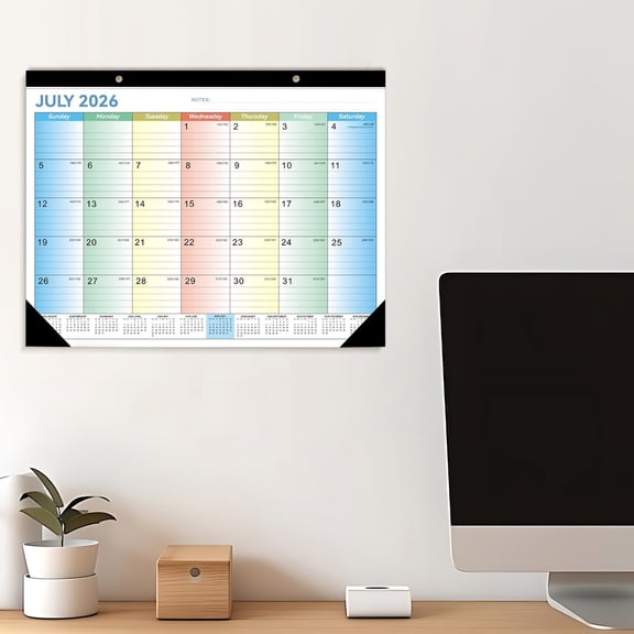 Qonioi 18-Month Desk Calendar 2026-2027, July 2026 to December 2027 Wall Calendar with Large Daily Blocks, Thick Paper Monthly Calendar for Home Office Classroom
