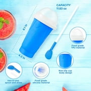 Slushie Cup Maker Squeeze, DIY Quick Frozen Magic Cup Slushy Maker Cup With Lids And Straws For Kids & Adults (Blue)