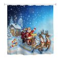 thumbnail image 1 of Cortina de ducha Farfi con estampado de trineo navideño, impermeable, de secado rápido, resistente al agua, cortina de baño para el hogar, 1 of 5