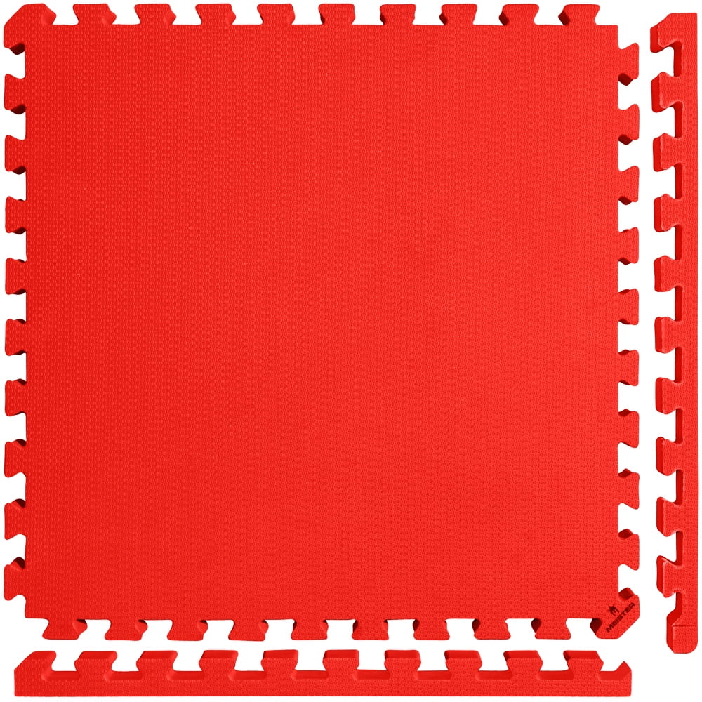 Meister X-THICK 1.5" Interlocking EVA Foam Mats - 2X Cushion for Wrestling, MMA Takedowns & Gymnastics - 2'x2' Tiles - Red - 10 Tiles (40 Sqft)