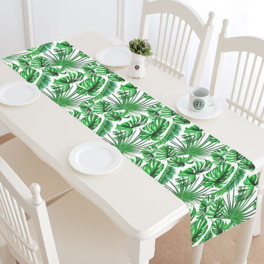 MYPOP Tropical Palm Leaves Table Runner Home Decor 14x72 Inch ...
