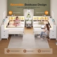 thumbnail image 4 of Mabor Full Size Corner Bed Frame with Desk,Charging Station and Bookcase Storage,Full Daybed with Storage Drawers and Led Lights, Metal Platform Bed Frame with Open Shelves,White, 4 of 9