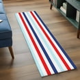 thumbnail image 3 of 2'x6' Rug Runners for Hallways Kitchen, Blue Red Striped Non Slip Entryway Beside Floor Carpet Runner, Farmhouse Stripes Simple Art Washable Laundry Room Bedroom Throw Rugs Mat for Family Pet, 3 of 8