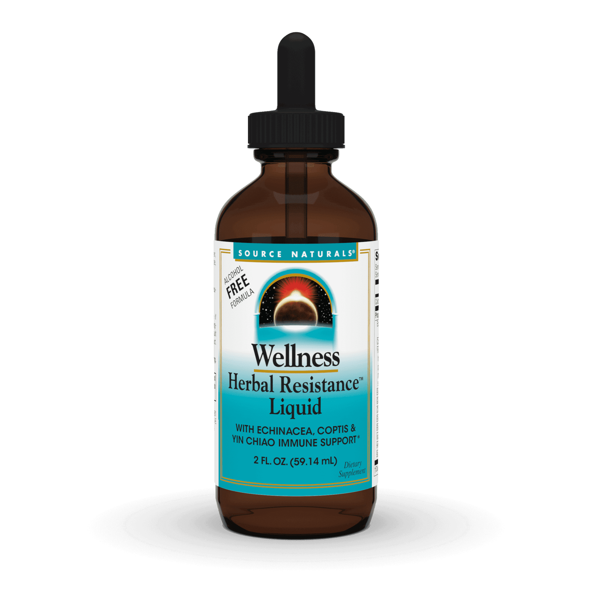 Source Naturals Wellness Herbal Resistance Liquid with Echinacea, Coptis, and Yin Chiao, Immune Support* - Alcohol Free - 2 OZ