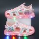 thumbnail image 1 of Disney Frozen Elsa Princess Girls' LED Sandals Summer Children's Sports Beach Pink Purple Girls' Soft Shining Shoes Size 25-3025-Insole 15.8 cm Gao Jinjia LED, 1 of 2