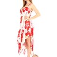 thumbnail image 3 of Sakkas Hamisi Women's Tube Spaghetti Strap Floral Print Summer Casual Short Dress - W-Red - One Size, 3 of 5