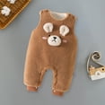 thumbnail image 6 of Odeerbi Toddler Boys Girls Clothes Winter Fleece Jumpsuit Baby Sleeveless Romper Plus Velvet Children Suit Fall Winter Cotton Overalls Clothes Thickened Three-piece Set Coffee 1-2 Years, 6 of 6