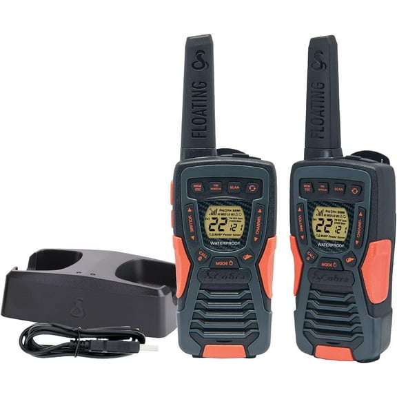 Cobra 37-Mile Walkie Talkie, IP67 Waterproof Floating Two-Way Radio 2-Pack, 22 Channels (ACXT 1037R FLT)