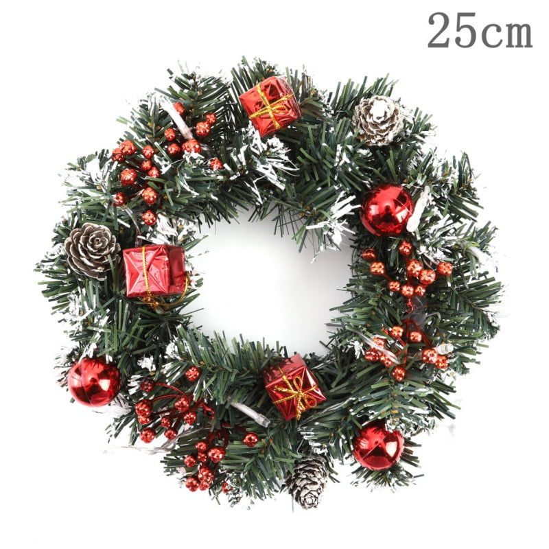 Christmas Wreath With Battery Powered LED Light String Front Door ...