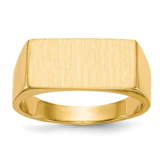 14K Yellow Gold Ring Band Signet 8.0x16.5mm Closed Back Men's