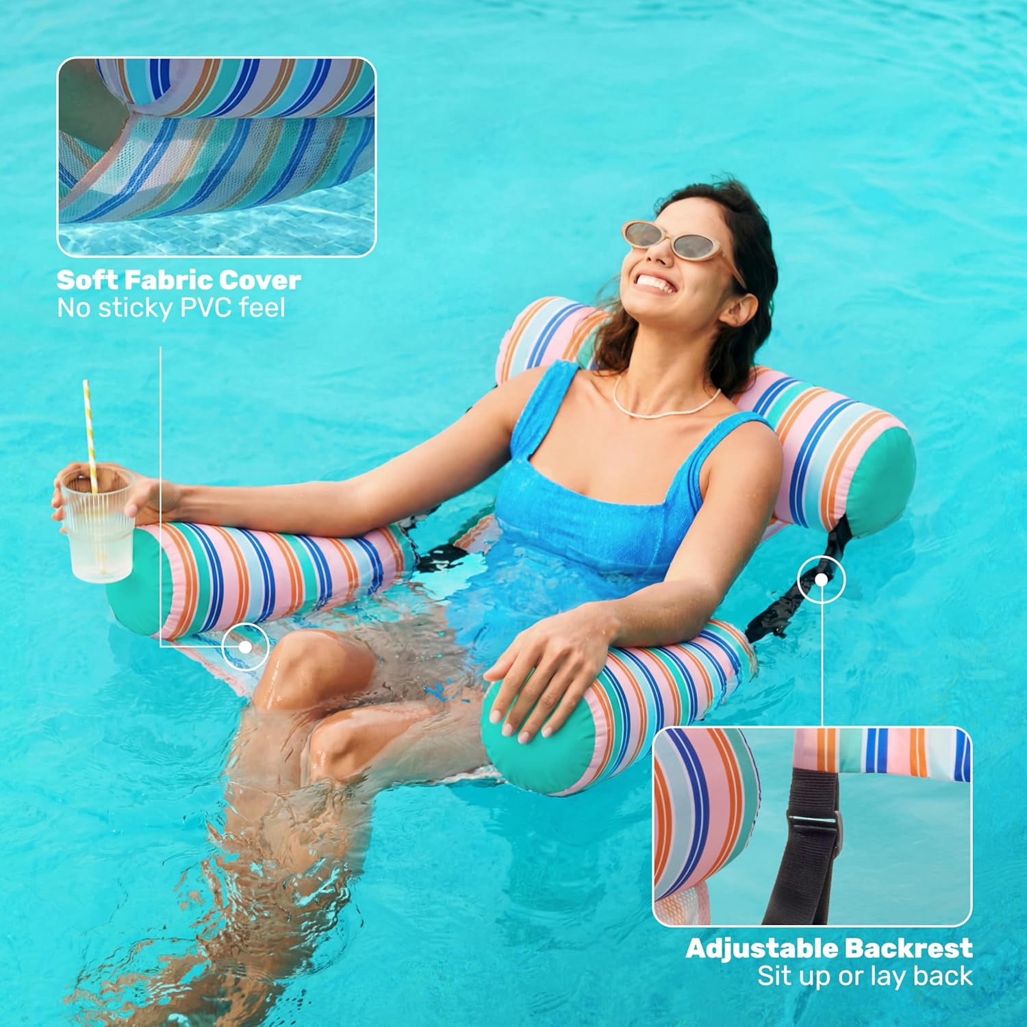 Inflatable Pool Floats Adult,2 Packs Floating Lounge Chairs,Blow up Pool Noodles for Adult Heavy Duty,Floating Chair for Party Summer Water Beach Lake Fun