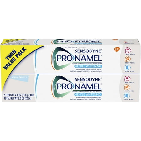 Sensodyne Pronamel Gentle Whitening Fluoride Toothpaste to Strengthen and Protect Enamel, 4 Ounce Twinpack (2 tubes of