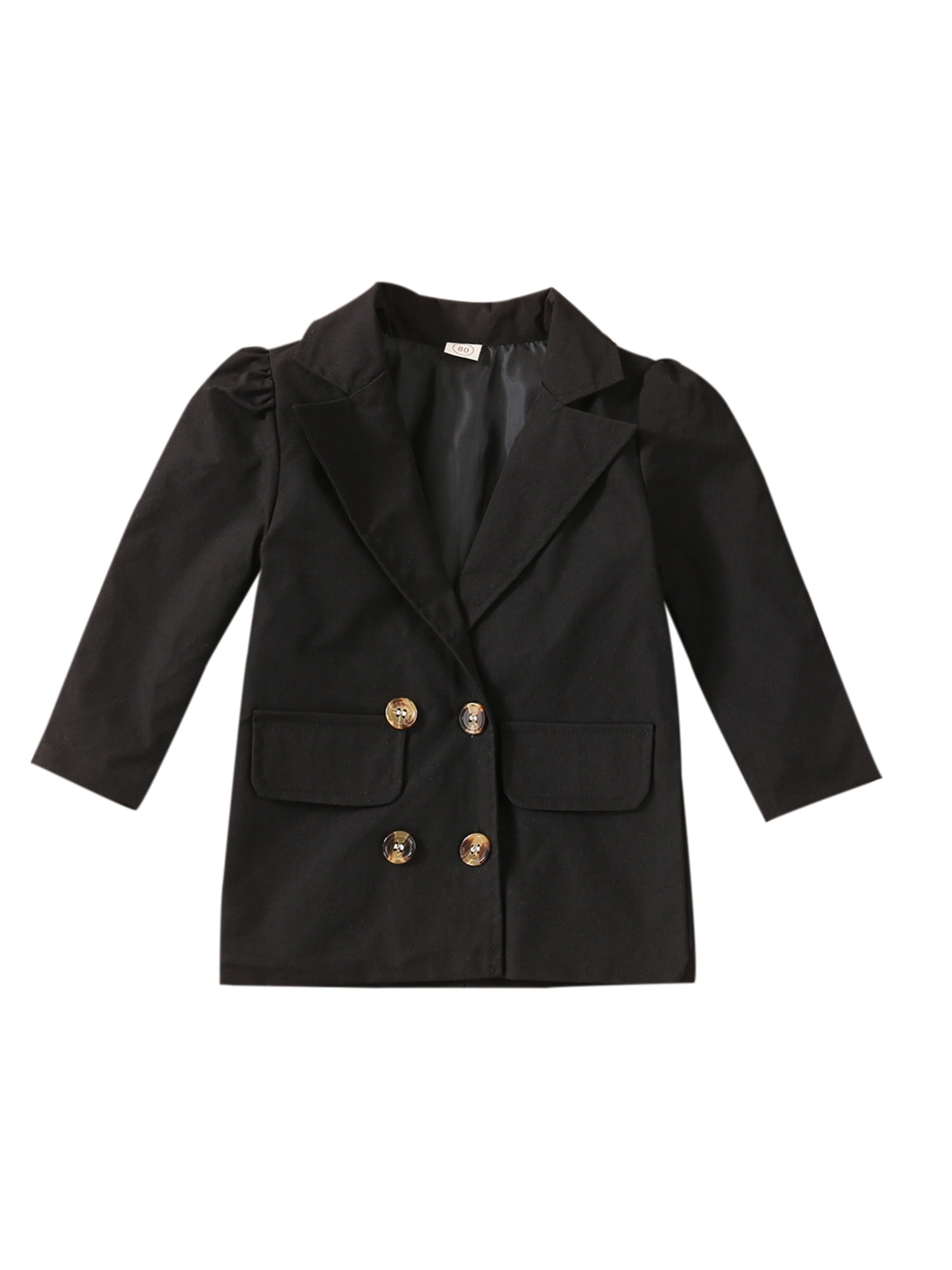 Girls Lapel Blazer Solid Long Sleeve 