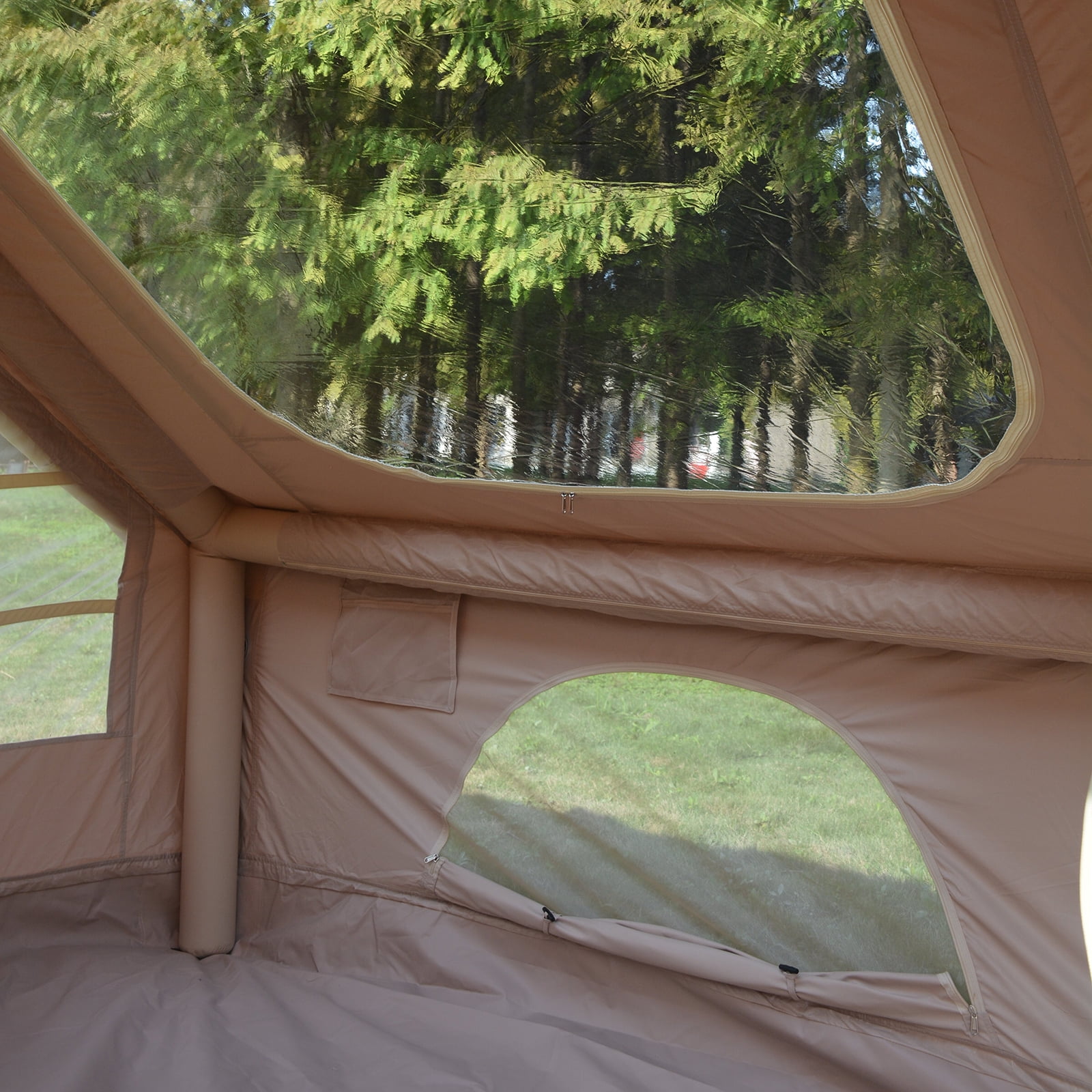 Inflatable Camping Tent, Glamping Tent 4-6 Persons Waterproof Windproof Outdoor Self-Supporting Blow up Tent Air Tent Portable House