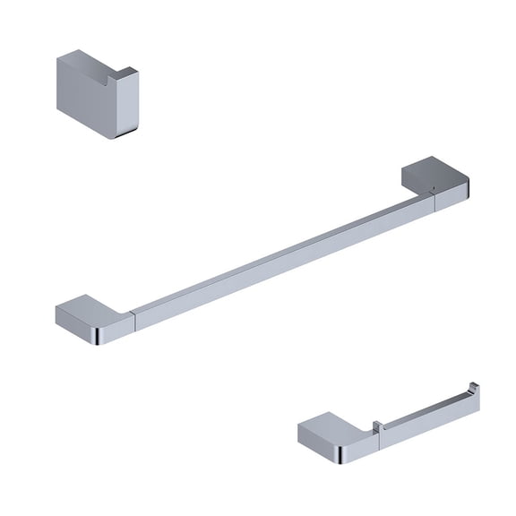 Cube WSBC 226890A CR Bathroom Accessory Set with 19" towel bar, toilet paper holder & bathroom hook