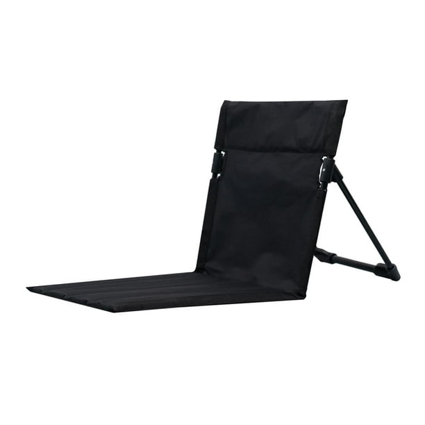 Almohadilla de respaldo Colchoneta de camping Cojín de asiento Soporte de respaldo Ligero Plegable Silla de estadio Cojín de silla para senderismo al Negro