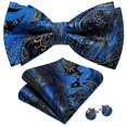 thumbnail image 2 of Conjunto de pajarita Barry.Wang Paisley, seda, azul, amarillo y negro, 2 of 5
