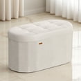 thumbnail image 7 of LEDREM 30" Foldable Storage Ottoman Bench, Velvet Fabric Ottoman with 2 Internal Dividers, Footrest for Bedroom Living Room, Cream White, 7 of 7
