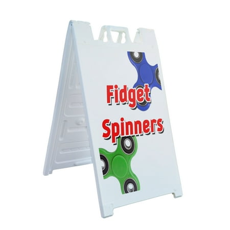 A-frame Sidewalk Fidget Spinners 24 x 36 Double Sided A-Frame Sidewalk Sign Includes 2 Installed Vinyl Decals | Foldable Portable White Signicade Sandwich Board Signs