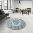 thumbnail image 3 of Ahgly Company Indoor Square Traditional Light Steel Blue Persian Area Rugs, 8' Square, 3 of 6