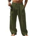 thumbnail image 2 of qelini Baggy Pants Men Elastic Waist Big and Tall Loose with Pockets Long Pants Straight Leg Solid Color Cloths, 2 of 5