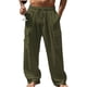 thumbnail image 1 of Amzcrzy Mens Linen Pants Comfortable Elastic Waist Drawstring Trousers for Men Summer Casual Relaxed Fit Beach Yoga Pants Lightweight Baggy Wide Leg Pants for Men with Flag Label S-3XL Verde, 1 of 5