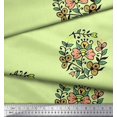 thumbnail image 3 of Soimoi Modal Satin Fabric Leaves & Floral Block Printed Fabric 1 Yard 42 Inch Wide, 3 of 3