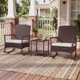 thumbnail image 2 of Gymax 3 Piece Patio Rocking Bistro Set 2 Rattan Armchairs w/ 2-Tier Tempered Glass Side Table White, 2 of 10