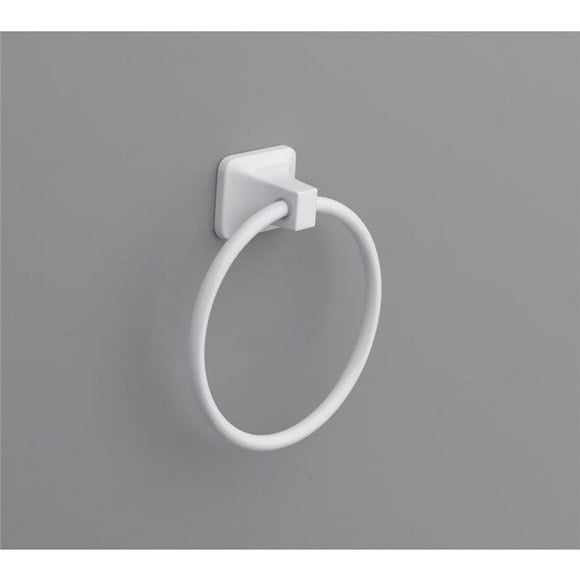 Satin Die Cast Zinc Towel Ring, White
