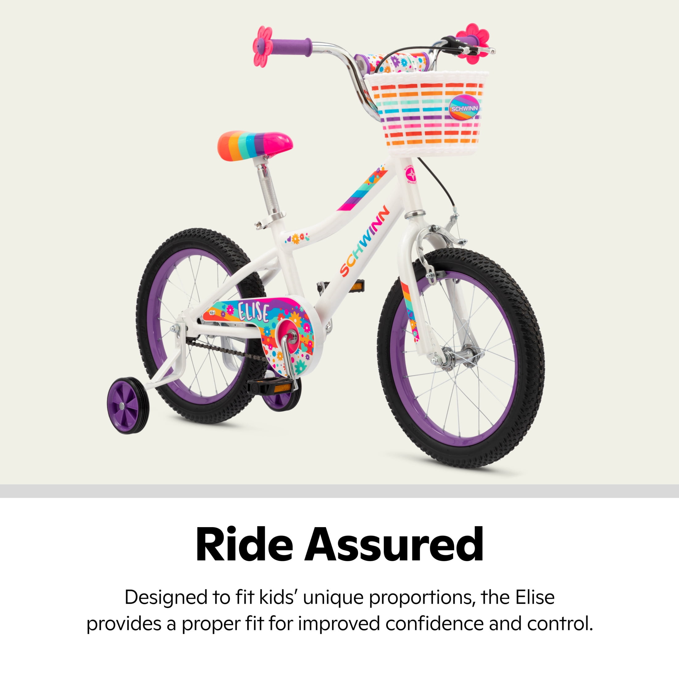Schwinn Elise Kids Bike with Training Wheels, 16 Inch Wheels, Ages