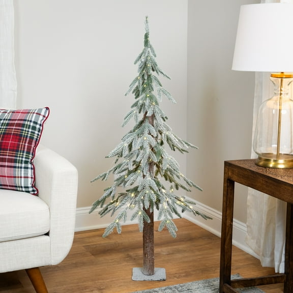 Northlight Pre-Lit Alpine Flocked Artificial Christmas Tree - 4' - Clear LED Lights