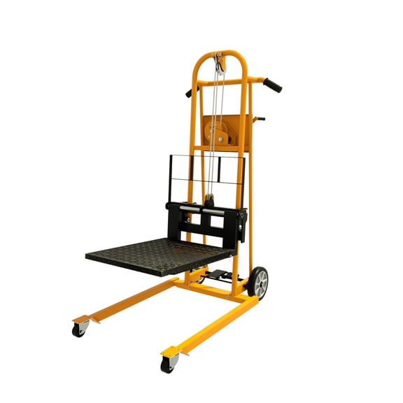 500lbs Hydraulic Material Lift Winch Stacker 41.4" Max Lift Height, Manual Pallet Truck Dolly with Foot Brake