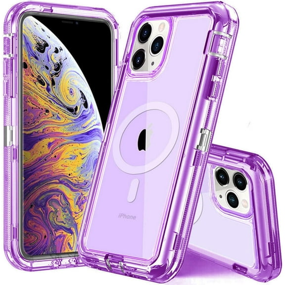 Magnetica Case Compatible with iPhone 15 15 Plus 15 Pro 15 Pro MAX Heavy Duty Anti Shock 3 in 1 360 Full Body Compatible with MagSafe (Purple, iPhone 15 Pro MAX)