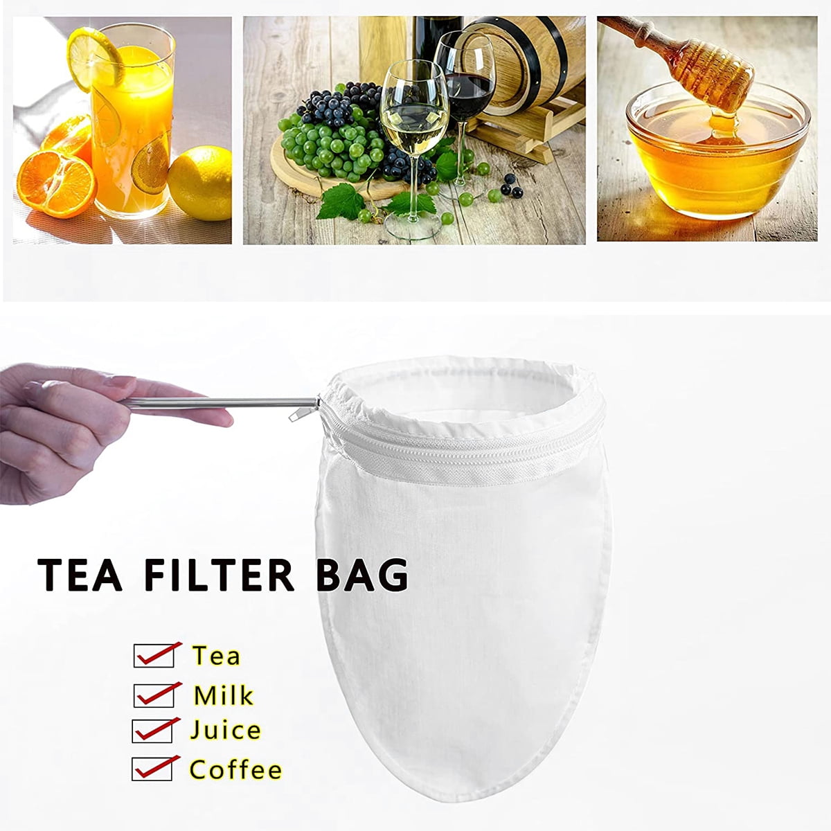 Jetcloudlive 3-Pc Nut Milk Bags, Cheese Cloth, Fine Mesh Jetcloudlive 3-Pc Nut Milk Bags, Cheese Cloth, Fine Mesh