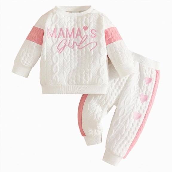 UAYOTSE Baby Girl Fall Winter Letter Graphic Sweatshirt Joggers 2Pcs Set Toddler Casual Outfit Size 12-18 Months