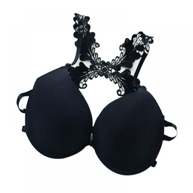Wuffmeow Sexy Women Frontal Lace Push Up Bra Seamless Bras Racer Back Front Closure Bralette