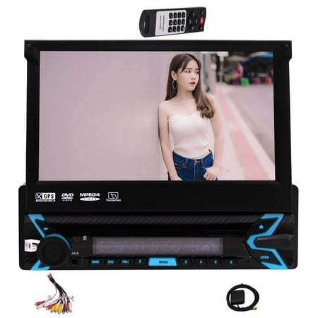 Single DIN 1DIN Capacitive Touch Screen 7 Inch with Car Stereo GPS Navigation Bluetooth Radio DVD Player Steering Wheel Control USB SD Card UI Free GPS Map Colorful Lights Support Backup Camera