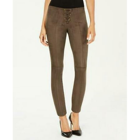 HUE Women's Cacao Lace Up Microsuede Skimmer Leggings Size XL